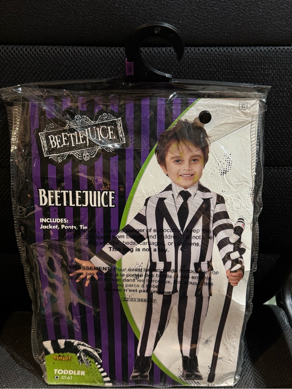 Toddler Costume - Black & White Striped Jacket, Pants, Tie